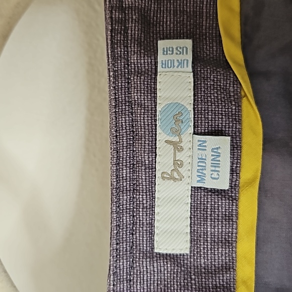 Boden Womens Dress Sz 6 Gray Yellow Polka Dot Belted Sheath Cotton Linen Preppy - Picture 5 of 11